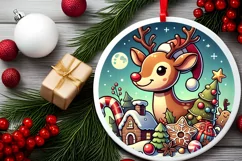 Round Christmas Ornament Sublimation|Clipart Product Image 1