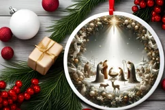 Round Christmas Ornament Sublimation|Clipart Product Image 2
