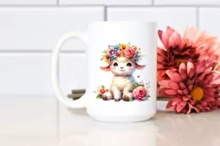 sitting Baby Lamb in Watercolor PNG Product Image 2