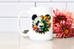 Abstract Vibrant Watercolor Panda with Plant Leaves and Product Image 2