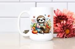 Colorful Quirky Baby Sloth | Autumn Vegetables | Watercolor Product Image 2