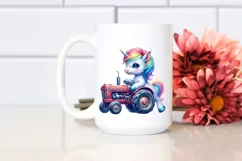 Colorful Pastel Watercolor Unicorn with Tractor PNG Product Image 2