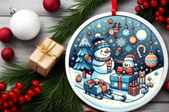 Round Christmas Ornament Sublimation|Clipart Product Image 2