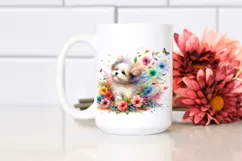 pCute Dog Wind Tumbling Flowers Clipart Product Image 2