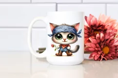 Watercolor Cat Big Eyes Bandana Boots Flower Product Image 2