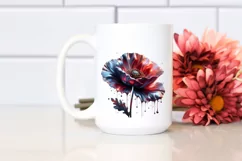 Glossy Poppy with Watercolor Splash | Clipart Product Image 2
