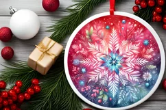 Winter Snowflake Round Ornament Sublimation PNG Product Image 2