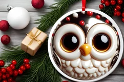Shiny Christmas Owl Ornament Sublimation PNG Product Image 2