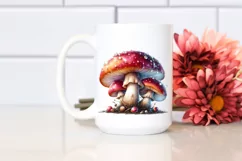 Shiny Mushroom Watercolor Illustration, PNG Product Image 2
