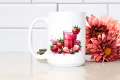 Strawberry Juice Watercolor Clipart Product Image 2