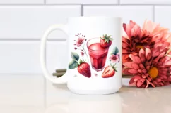 Strawberry Juice Watercolor Clipart Product Image 2