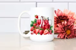 Strawberry Juice Watercolor Clipart Product Image 2