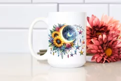 Colorful Half Moon with Sunflowers PNG Product Image 2