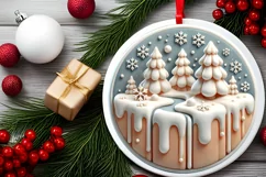 Round Christmas Ornament Sublimation|Clipart Product Image 1