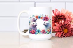 Vibrant Walrus Floral Frame Watercolor Clipart Product Image 2