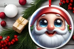 Christmas Gnome Round Sticker Sublimation PNG Product Image 2