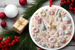 Round Christmas Ornament Sublimation|Clipart Product Image 2