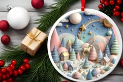Round Christmas Ornament Sublimation|Clipart Product Image 2
