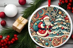 Round Christmas Ornament Sublimation|Clipart Product Image 1