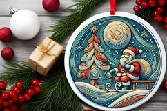 Round Christmas Ornament Sublimation|Clipart Product Image 1