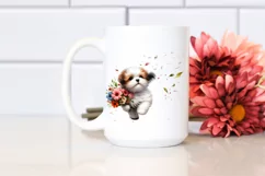 Colorful Cute Dog Tumbling with Petals in the Wind | Product Image 2