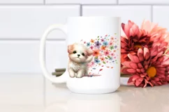 Colorful Cute Dog Tumbling with Petals in the Wind | Product Image 2