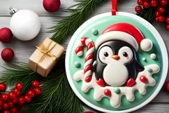 Round Christmas Ornament Sublimation|Clipart Product Image 1