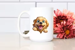 Crazy Looking Golden Retriever Wall Crack | Clipart Product Image 2