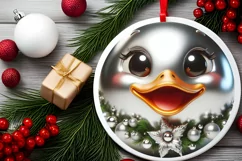 Christmas Duck Round Ornament Sublimation PNG Product Image 2