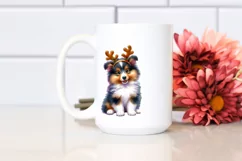 Baby Collie with Reindeer Horns PNG Product Image 2