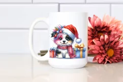 Baby Border Collie with Santa Hat PNG Product Image 2