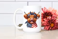 Excited Highland Cow Portrait Sublimation Clipart Product Image 2