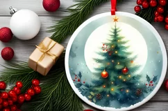 Winter Snowflake Round Ornament Sublimation PNG Product Image 2
