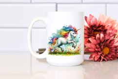 Watercolor Baby Unicorn Sprinkling Tea PNG Product Image 2