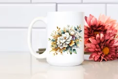Watercolor Bouquet with Gold Foil Clipart Product Image 2
