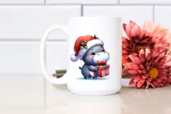 Baby Hippo with Santa Hat PNG Product Image 2