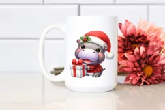 Baby Hippo with Santa Hat PNG Product Image 2