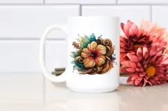Wooden Stained Hibiscus Made of Material | Sublimation Product Image 2