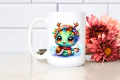 Baby Turtle with Reindeer Horns PNG Product Image 2