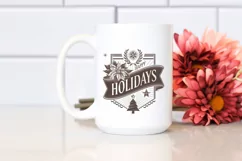 Retro Happy Holidays Clipart PNG Product Image 2