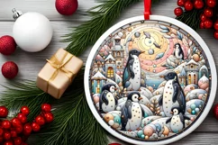 Round Christmas Ornament Sublimation|Clipart Product Image 2