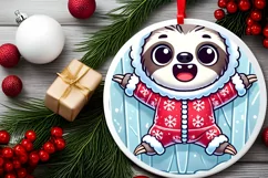 Round Christmas Ornament Sublimation|Clipart Product Image 1