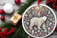 Round Christmas Ornament Sublimation|Clipart Product Image 1