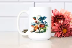 Watercolor Baby Cow Mountain PNG Product Image 2