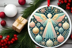 Round Christmas Ornament Sublimation|Clipart Product Image 1