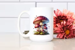 Shiny Mushroom Watercolor Illustration, PNG Product Image 2