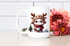 Baby Bichpoo with Reindeer Horns PNG Product Image 2
