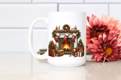 Vintage Christmas Fireplace with Stockings Product Image 2