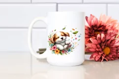 Colorful Cute Dog Tumbling with Petals in the Wind | Product Image 2