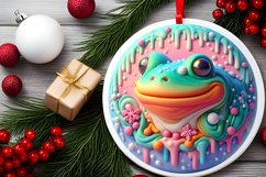 Christmas Frog with Depth Round Ornament Sublimation PNG Product Image 2
